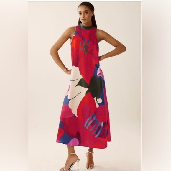 Farm Rio Anthropologie halter maxi dress size size S P - Picture 1 of 7